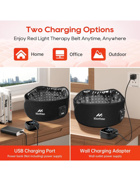 Cinturón de Terapia de Luz Roja Morfone, Inalámbrico 660nm/850nm