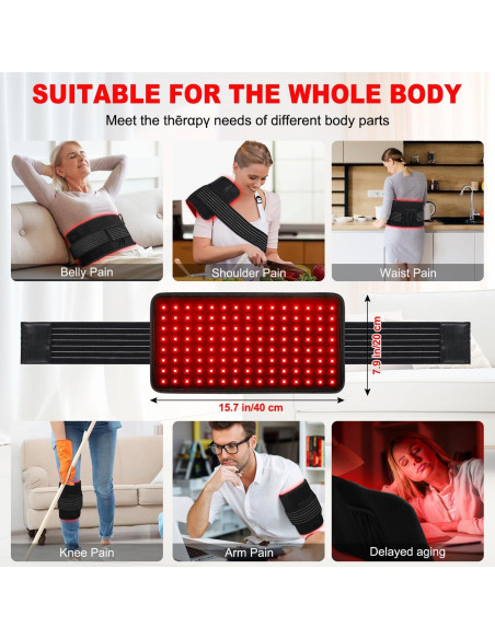 Cinturón de Terapia de Luz Roja Myipyi 39.9x20.1cm Alivio Dolor