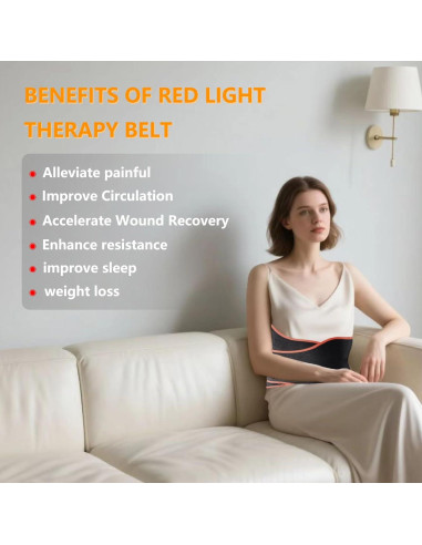 Cinturón de Terapia de Luz Roja TUUKO 132 cm Alivio Dolor