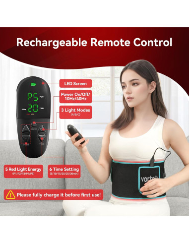 Cinturón de Terapia de Luz Roja Vortro 150 LED 660nm 850nm