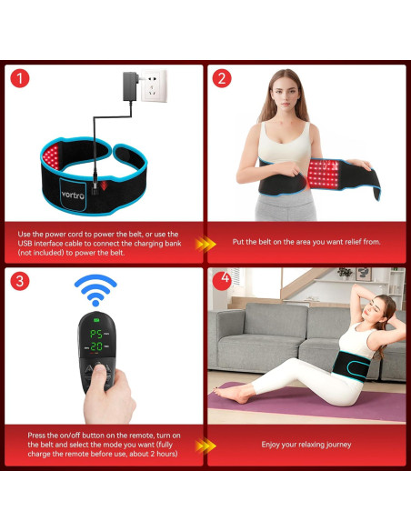 Cinturón de Terapia de Luz Roja Vortro 150 LED 660nm 850nm