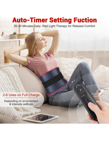 Cinturón de Terapia de Luz Roja Muuruu 660nm y 850nm Portátil