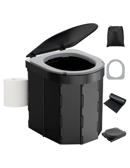 Inodoro Portátil PAHTTO Plegable con Cojín y Soporte Papel