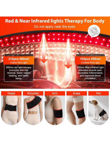 Faja de Terapia de Luz Roja Pik Kon 660nm 850nm con Vibración