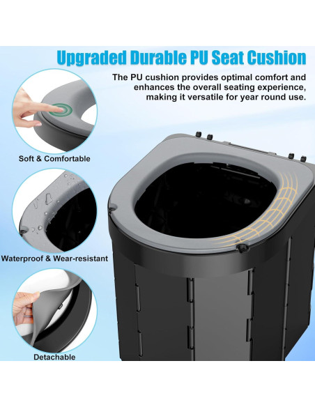 Inodoro Portátil PAHTTO Plegable con Cojín y Soporte Papel
