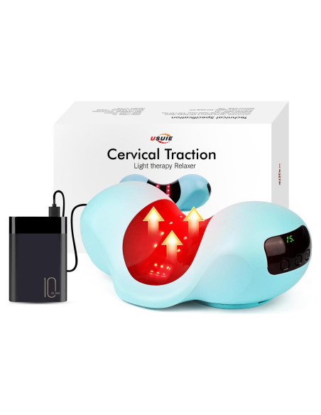 Almohada de tracción cervical con terapia de luz roja y cargador 10000mAh