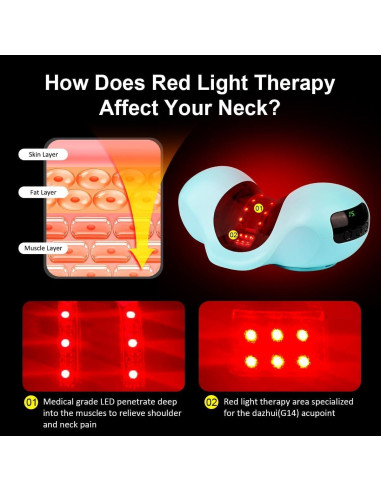 Almohada de tracción cervical con terapia de luz roja y cargador 10000mAh