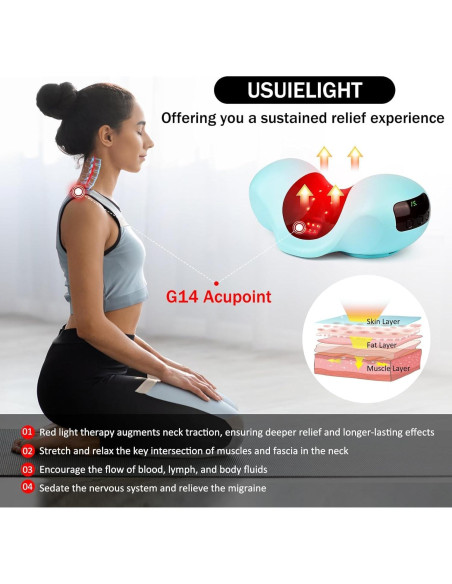 Almohada de tracción cervical con terapia de luz roja y cargador 10000mAh