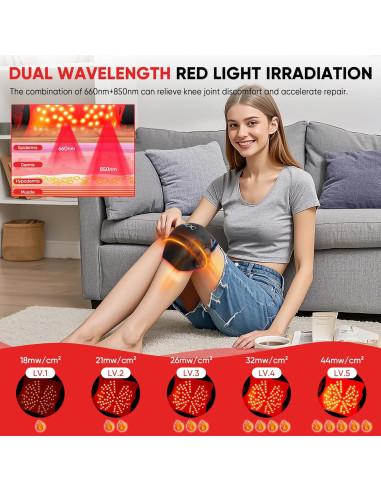 Masajeador de Rodilla Vibratorio MOCKPOSE con Luz Roja 660nm 850nm