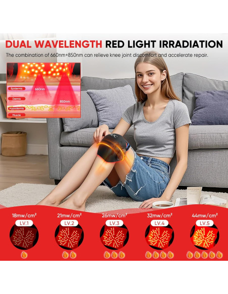 Masajeador de Rodilla Vibratorio MOCKPOSE con Luz Roja 660nm 850nm