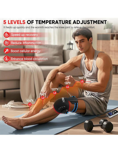 Masajeador de Rodilla Vibratorio MOCKPOSE con Luz Roja 660nm 850nm