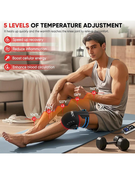 Masajeador de Rodilla Vibratorio MOCKPOSE con Luz Roja 660nm 850nm