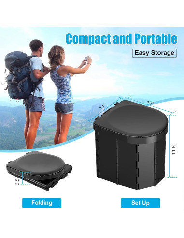 Inodoro Portátil PAHTTO Plegable con Cojín y Soporte Papel