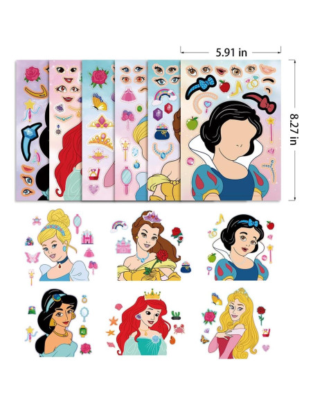 36 Hojas de Calcomanías Reutilizables Ahyuan Princesa