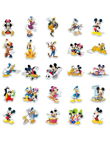 50 Calcomanías Mickey Mouse Disney Impermeables para Laptop y Más