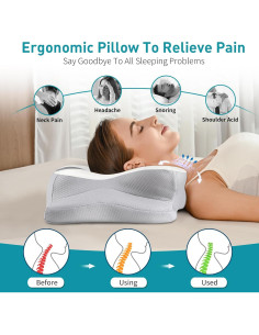 Almohada Cervical Ergonómica Ylekto - Espuma de Memoria 13/11 cm 2