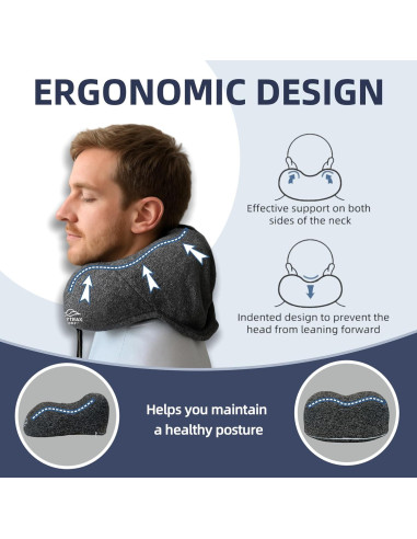 Almohada de Viaje con Capucha SKYTRAX COMF Gris Espuma de Memoria