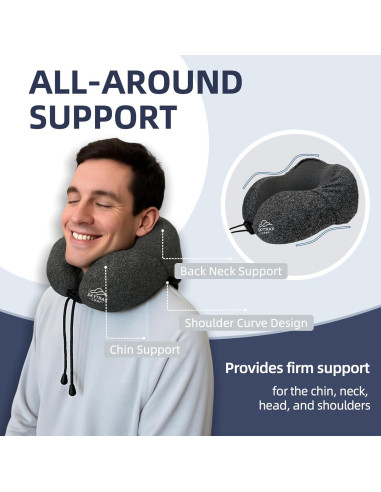 Almohada de Viaje con Capucha SKYTRAX COMF Gris Espuma de Memoria