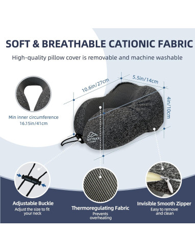 Almohada de Viaje con Capucha SKYTRAX COMF Gris Espuma de Memoria