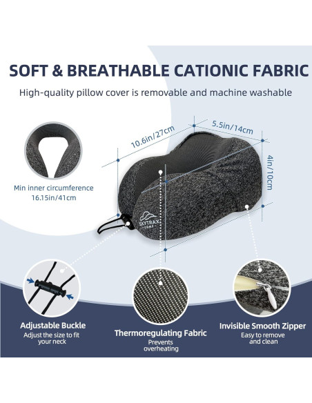 Almohada de Viaje con Capucha SKYTRAX COMF Gris Espuma de Memoria Almohada de Viaje con Capucha SKYTRAX COMF Gris Espuma de Memoria