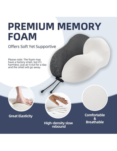 Almohada de Viaje con Capucha SKYTRAX COMF Gris Espuma de Memoria