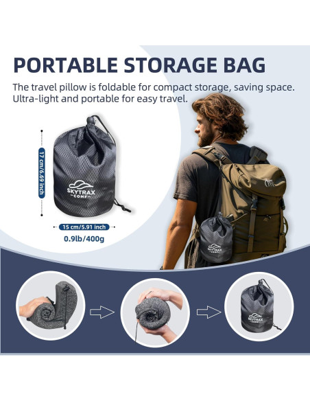 Almohada de Viaje con Capucha SKYTRAX COMF Gris Espuma de Memoria Almohada de Viaje con Capucha SKYTRAX COMF Gris Espuma de Memoria