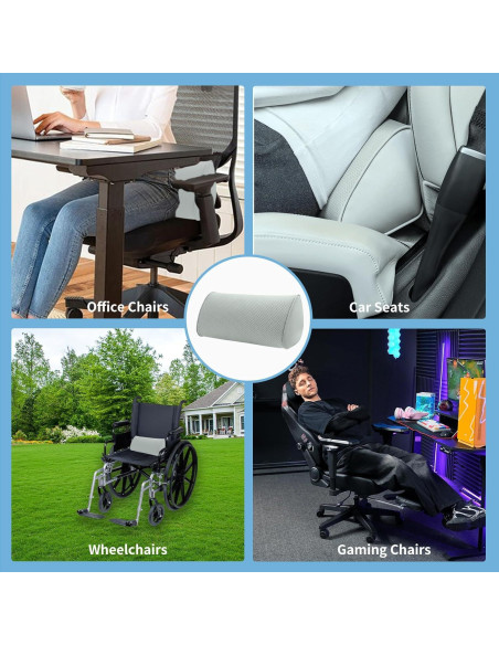 Cojín Lumbar Ergonómico Dapucarin de Espuma Viscoelástica Gris