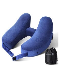 Almohada de Cuello Inflable Sunany para Viajes - Terciopelo Azul