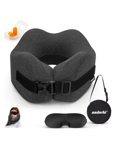 Juego de Almohada de Viaje Nadachi - Espuma de Memoria, Gris