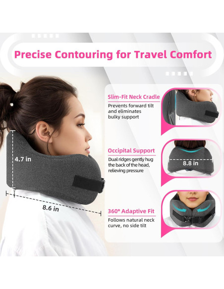 Juego de Almohada de Viaje Nadachi - Espuma de Memoria, Gris