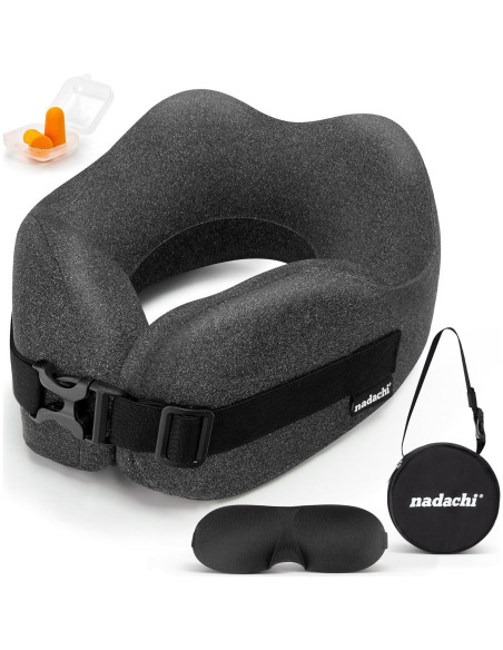 Juego de Almohada de Viaje Nadachi - Espuma de Memoria, Gris