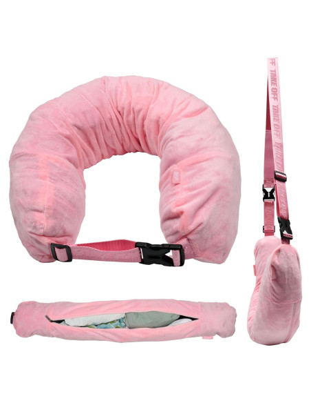 Almohada de Cuello Rellenable TAKE Off - Viaje Compacta Rosa