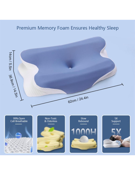 Almohada Cervical HEYPORK Espuma Viscoelástica 62x38cm