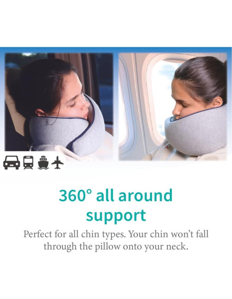 Almohada de Viaje Etonville Espuma de Memoria Gris Estándar Almohada de Viaje Etonville Espuma de Memoria Gris Estándar