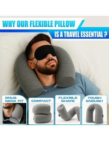 Almohada de Viaje Point2Points de Espuma de Memoria Gris