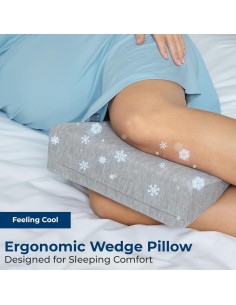 Almohada en Cuña 5 Estrellas Unidas para Embarazo y Dormir de Lado - Soporte Firme, Gris Ártico 2