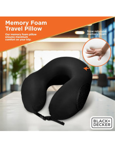 Almohada de Viaje BLACK+DECKER Espuma Viscoelástica Negra 2