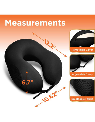 Almohada de Viaje BLACK+DECKER Espuma Viscoelástica Negra