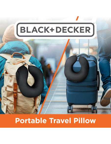 Almohada de Viaje BLACK+DECKER Espuma Viscoelástica Negra