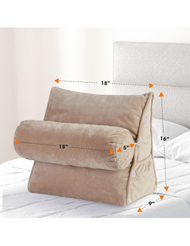 Cojín de Lectura Cheer Collection Cuña Ajustable Taupe 40x22cm