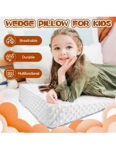 Cojín en Cuña BlissfulAbode para Niños, Espuma de Memoria, Blanco 2