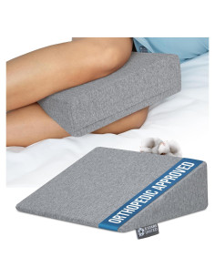 Almohada en Cuña 5 Estrellas Unidas para Embarazo y Dormir de Lado - Soporte Espuma Firme, Gris Natural