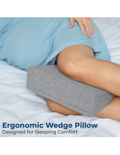 Almohada en Cuña 5 Estrellas Unidas para Embarazo y Dormir de Lado - Soporte Espuma Firme, Gris Natural 2