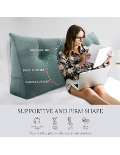 Almohada Wedge Rucener Reina 150x20x51 cm Terciopelo Gris 2