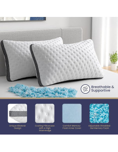 Juego de 2 Almohadas King Anwick con Gel Enfriador y Funda Lavable 2