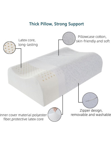 Cojín cervical ergonómico TIERSINI de látex natural 4.7/5.5"
