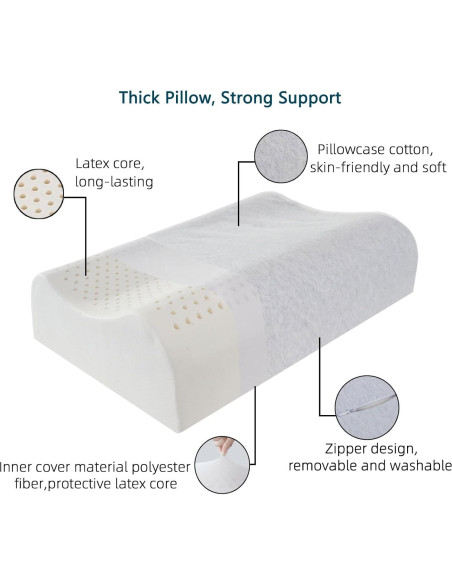 Cojín cervical ergonómico TIERSINI de látex natural 4.7/5.5"