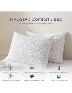 Juego de 2 almohadas ajustables KUSNUG espuma viscoelástica queen 2