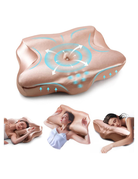 Almohada Cervical Ajustable MIMCAT Rosa Espuma de Memoria Refrigerante