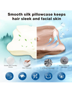 Almohada Cervical Ajustable MIMCAT Rosa Espuma de Memoria Refrigerante 2